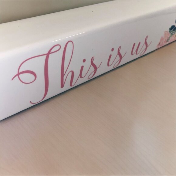 Long Ceramic Plaque Sign Decor THIS IS US Wedding Decor Home Mantel Tabletop - Picture 3 of 4